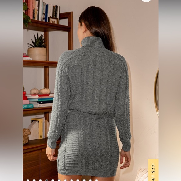 Grey Cable Knit Two-Piece Sweater Dress - Picture 7 of 9
